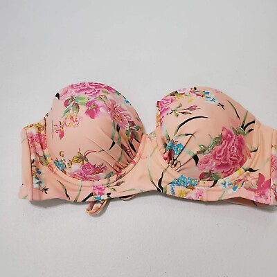 #ad Betsey Johnson Women Swimwear Large Pink Floral Bikini Push Up Multiway READ $14.21