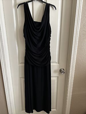 #ad Dressbarn Collections Plus Size 16 BLACK MAXI DRESS LONG Stretch GOWN Evening $67.99
