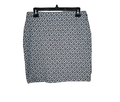 #ad Loft MP PM Women#x27;s Gray Black Damask Print Pull On Knit Mini Pencil Skirt Petite $19.59