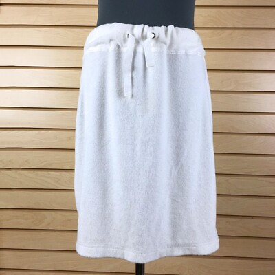 #ad Susan Bristol Beach Swimsuit Cover Up Skirt Women M White Terry Cotton $10.18