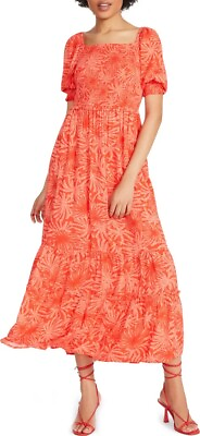 NWT Betsey Johnson Palms of Paradise Maxi Dress Extra Large Spicy Orange $68.00