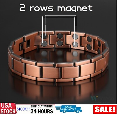 #ad #ad Men#x27;s Bracelet Magnetic Therapy Arthritis Pain Relief Pure Solid Copper Bangle $9.39