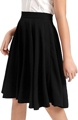 #ad WDIRARA Girl#x27;s High Waist Pleated Skater Knee Length Skirt Zip Side Flared Skirt $71.41
