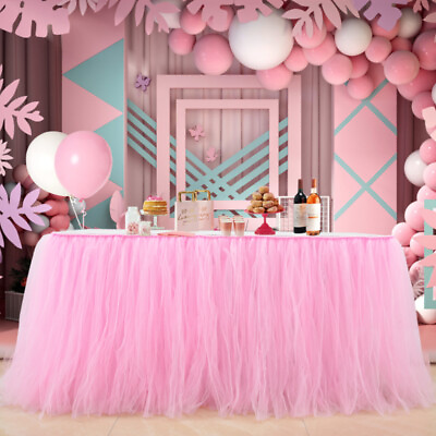#ad Tulle TUTU Table Skirt Tableware Wedding Birthday Party Xmas Baby Shower Decor AU $21.09