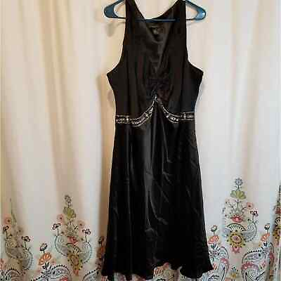 #ad 𝅺Lane Bryant Beaded empire waist flattering silk black party dress plus size 26 $65.00