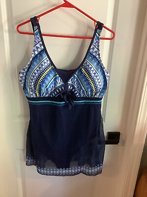 #ad Unbranded 1 Piece Skirted Swimsuit Blue Ladies Size Small $19.99