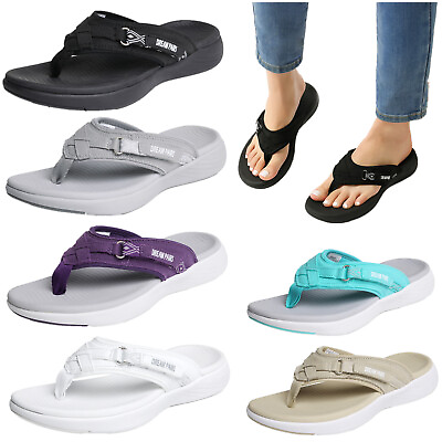 #ad Women Arch Support Soft Cushion Flip Flops Lightweight Summer Beach Sandals US $19.99