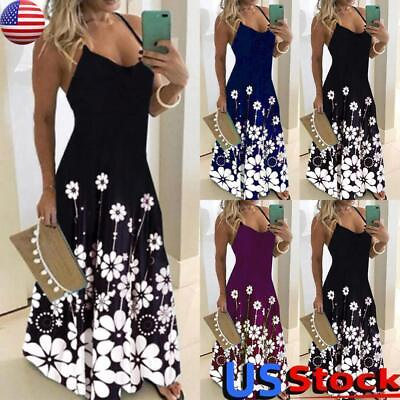 #ad ⭐️️Women Plus Size Long Maxi Dress Floral Party Club Summer Beach Sundress US $17.38