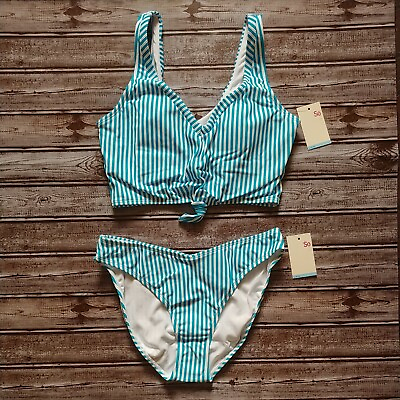 #ad NWT Swimsuit Bikini 2ps Set Electric Turquoise Size Large $20.80