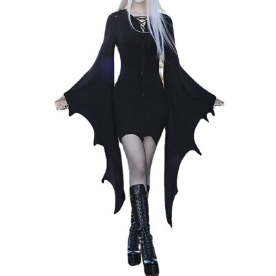 Womens Cosplay Costume Gothic Medieval Witch Vampire Fancy Dress Mini Dresses $17.36