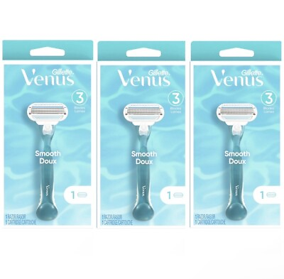 #ad #ad 3 Venus Smooth Skin Women#x27;s Razor Handle with 1 Blade Refill Shaver for Women $12.00