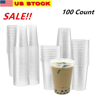 【100 Count】 Disposable To Go Clear PET Plastic Cup Drinking Cups For Party 16 oz $22.99