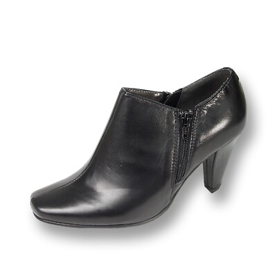 👢 PEERAGE Kacey Women#x27;s Wide Width Mid Heel Black Leather Dress Booties 👢 $60.86
