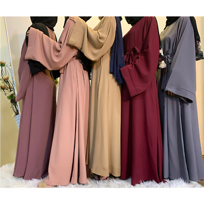 #ad #ad Dubai Ramadan Muslim Women Long Sleeve Maxi Dress Abaya Kaftan Caftan Islam Robe $37.46