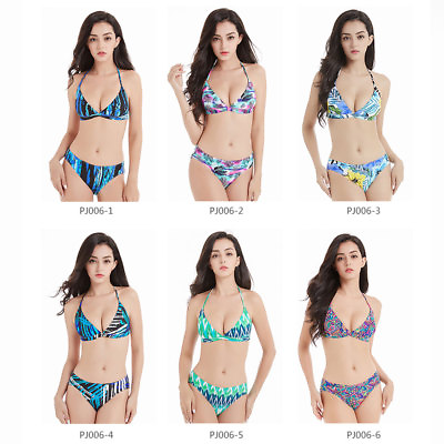 #ad Halter Triangle Bikini Set Padded Push Up Swimwear Swimsuit Beachwear Bathing US $10.77