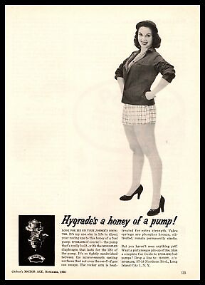 1956 Hygrade quot;A Honey Of Fuel Pump Brunette In Short Mini Skirt amp; Heels Print Ad $11.51