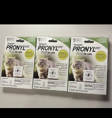 Sergeants Pronyl OTC Plus For Cats 3 Month Supply Flea and Tick Drops NEW $22.99