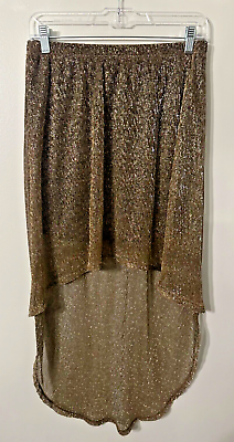 #ad #ad Lily White Metallic Gold High Low Skirt skirt Fairy Grunge Retro Disco $19.97