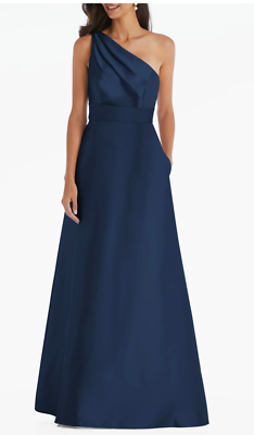 Alfred Sung One Shoulder A Line Gown in Midnight Nordstrom Size 12. NWT. $239 $118.00