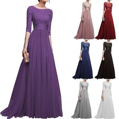 #ad Womens Chiffon Lace Long Dress Formal Evening 7 colors Gowns Bridesmaid Cocktail $26.77