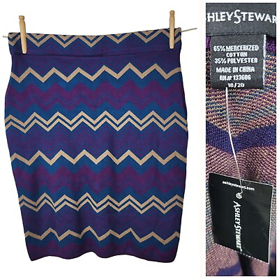 #ad NEW Ashley Stewart Pencil Skirt Plus Size 18 20W Sexy Stretch Knit Purple NWT $19.71