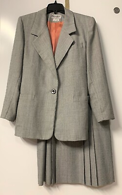 #ad JOHN MEYER of Norwich 2PC Skirt Suit Dress Size 8 Lined Gray Classic Nice $22.49