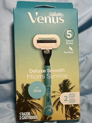 #ad Venus Gillette Miami Sunrise Deluxe Smooth With Aloe 1 Women#x27;s Razor 2 Refills $15.99