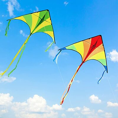 2 Packs Large Delta Kite Beach Easy to Fly Huge Kites for Kids and Adults $30.99
