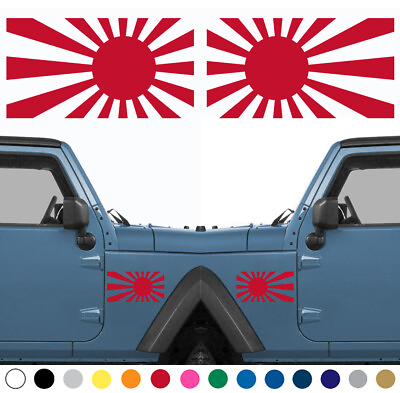 Set of 2 Japan Flag Decal Sticker Car Truck Rising Sun for LEFT RIGHT Side v1 $55.95