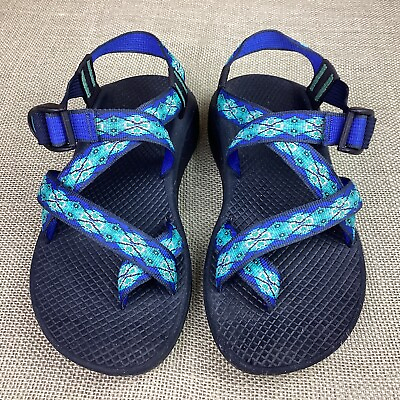 #ad Chaco Blue Sport Strappy Women’s Sandals Outdoors Hiking Aztec Boho Shoes Size 7 $26.00