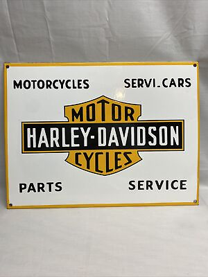 HARLEY DAVIDSON MOTORCYCLES PORCELAIN VINTAGE STYLE SALES SERVICE GAS PUMP SIGN $96.99