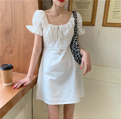 New Fashion Short Sleeved Female Casual Lady Trend V Neck White Party Gown $28.51