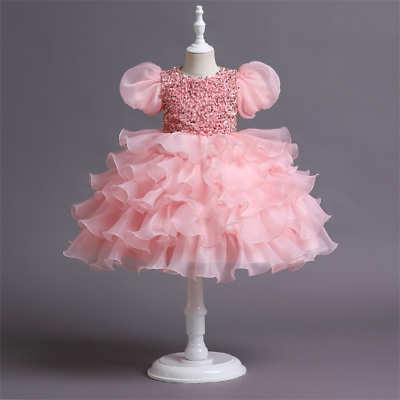 #ad #ad Flower Girl Dresses for Sequin Party Princess Layered Dress Puff Sleeve Gowns $47.47