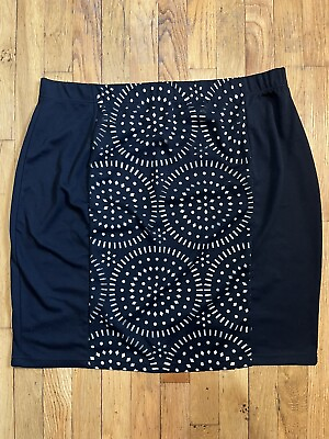 #ad GEORGE Plus Women’s Size 2X 18W 20W Black Pencil Skirt Laser Cut Design $14.99