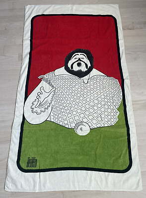 VTG Royal Terry Beach Towel 1982 62x34” Luciano Pavarotti By Al Hirschfeld HTF $179.99