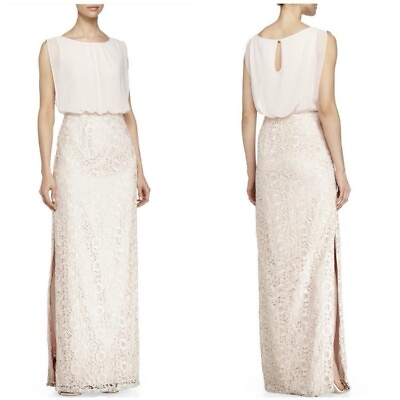 #ad Aidan Mattox Pink Lace And Chiffon Lace Evening Dress Size 8 $55.00