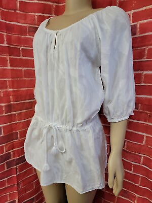 #ad Mademoiselle Hortense Saint Barth Size D White Bikini Cover Up Shirt Dress #03 $49.10