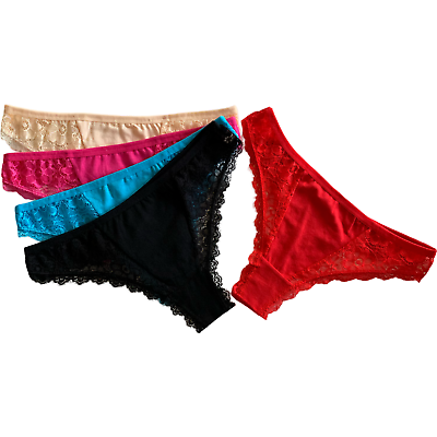 #ad NEW 5 Women Bikini Sexy G String Panties Lace Cotton Underwear # 6802 $10.99