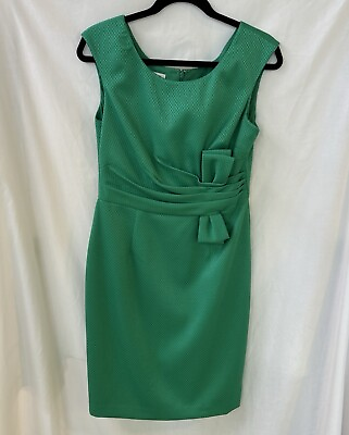 #ad Kay Unger Cocktail dress Size 8 Emerald Green Cotton Blend Sleeveless $45.00