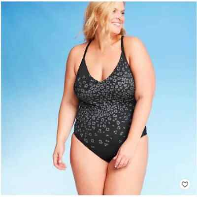 #ad Kona Sol Black Animal Spot Print Swimsuit Plus Size BRAND NEW Choose Size $11.99