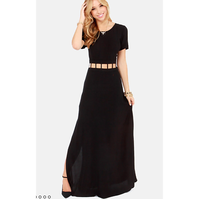#ad Lush Black Cut Out Black Maxi Dress Medium $35.00