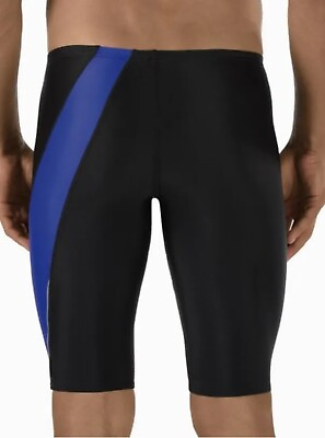 #ad Speedo Men#x27;s Power Revolve Spliced Jammer Swimsuit Black and Blue Size 36 NWT $24.47