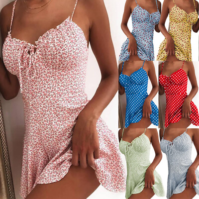 #ad Women Summer Boho Short Dress Sundress Evening Cocktail Party Beach Dresses 2022 $15.99