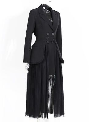 Luxury Women CoatSkirt Two Piece Set 2023 New Mesh Pleated Skirt Suit Dress Sz $68.63