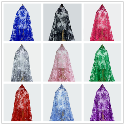 Lace Mesh Fabric Floral Embroidered Sheer for Dress Drape Curtain $12.01
