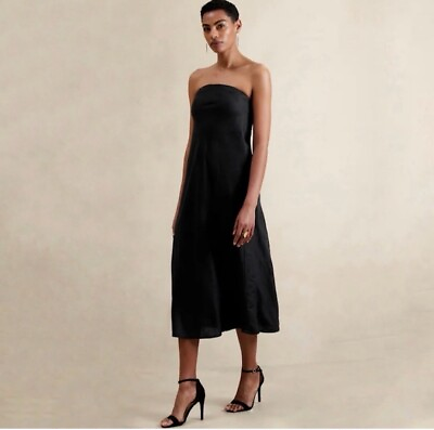 #ad #ad Banana Republic Tube Maxi Dress Size 10 Petite Black Linen Blend $29.99