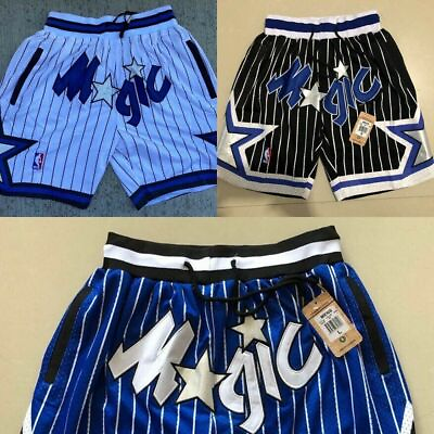 #ad Orlando Magic Men#x27;s Stitched Basketball Blue Black White Shorts $29.99