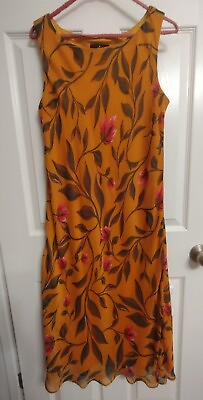#ad Ronni Nicole Maxi Dress Dessert Orange Pink amp; Green Floral Lined Women#x27;s Size 16 $11.99