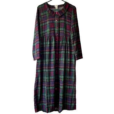 #ad Vintage Ellen Ashley long maxi dress long sleeve plaid size 12 $48.00