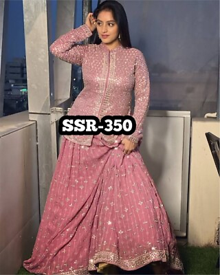 #ad Pink Lehenga Choli Kameez Indian Ethnic Lengha Chunri Skirt Long Top Sari Saree $69.01